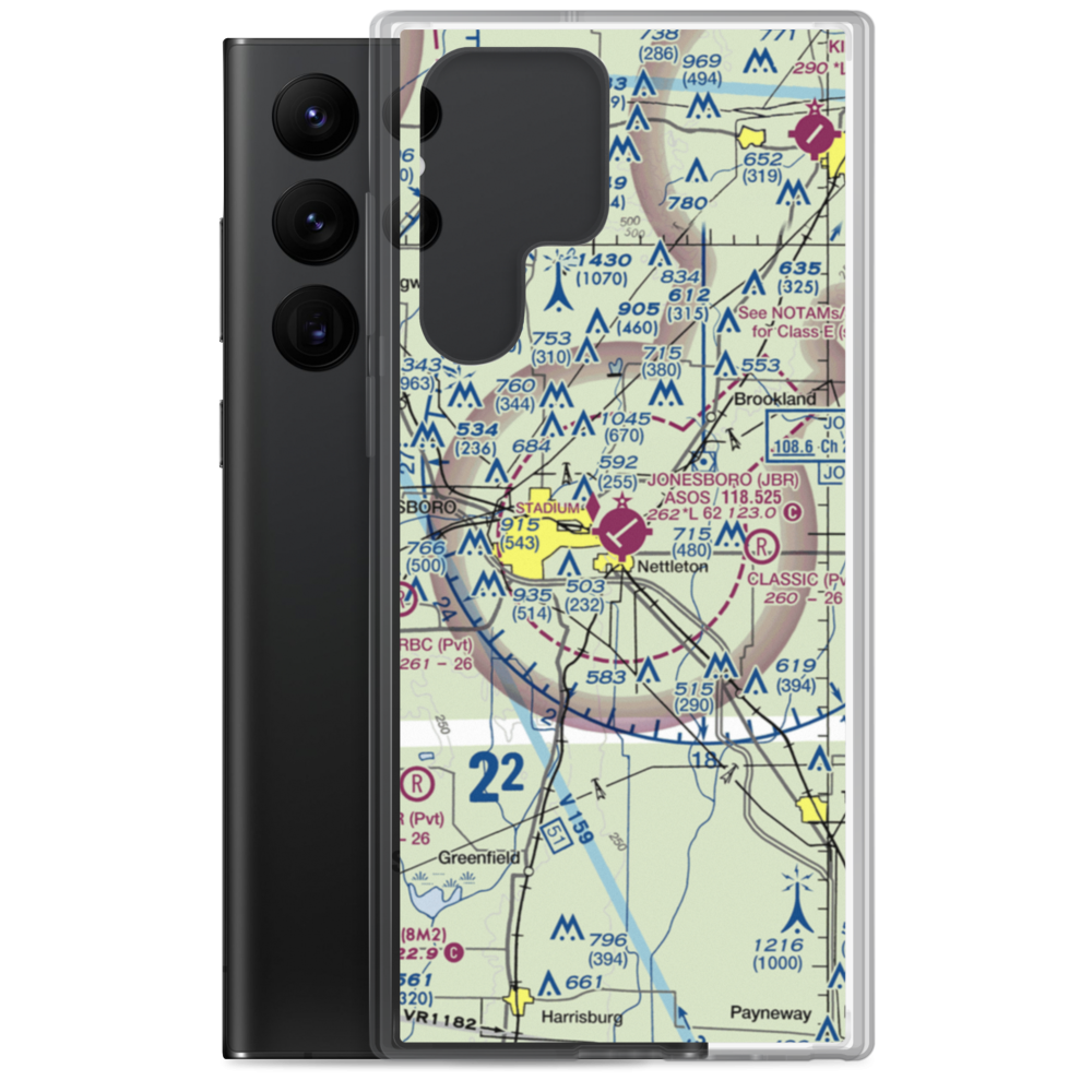 Jonesboro Municipal Airport (JBR) VFR Sectional Samsung Case Samsung Galaxy S22 Ultra model shown