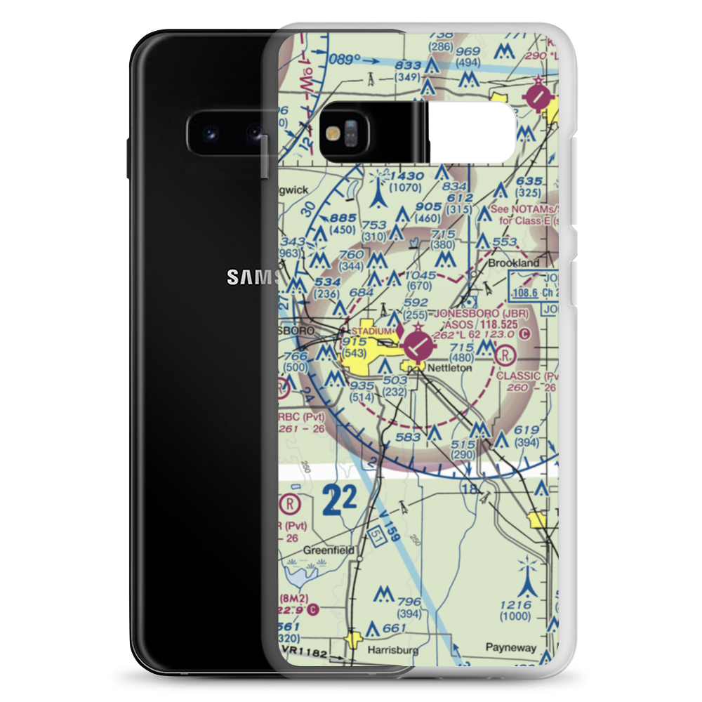 Jonesboro Municipal Airport (JBR) VFR Sectional Samsung Case Samsung Galaxy S10+ model shown