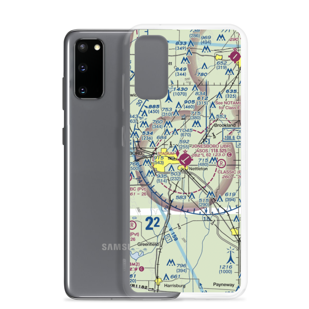 Jonesboro Municipal Airport (JBR) VFR Sectional Samsung Case Samsung Galaxy S20 model shown