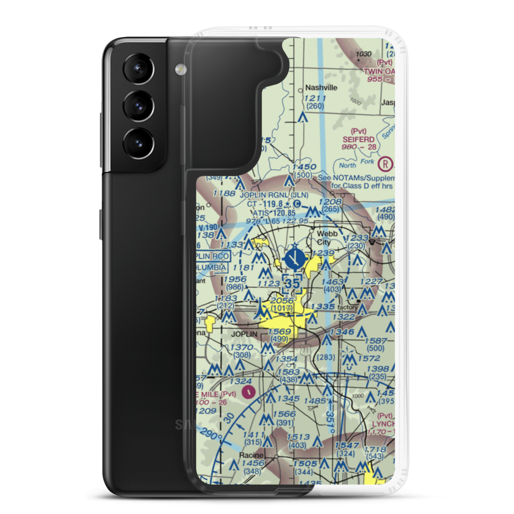 Joplin Regional Airport (JLN) VFR Sectional Samsung Case Samsung Galaxy S21 Plus model shown