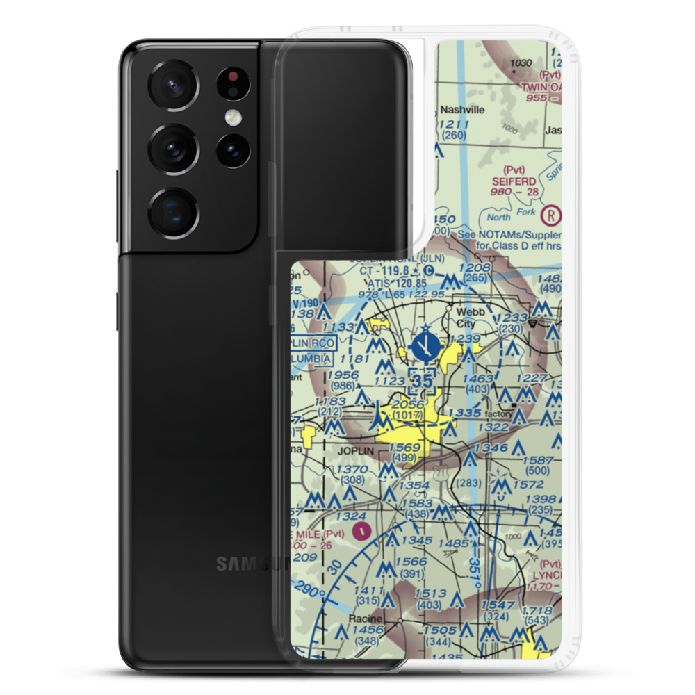 Joplin Regional Airport (JLN) VFR Sectional Samsung Case Samsung Galaxy S21 Ultra model shown