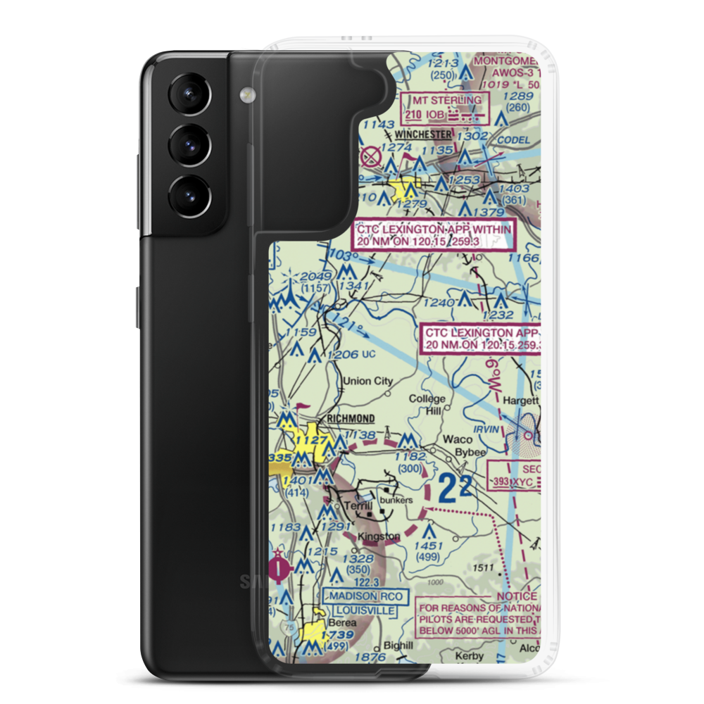 Jordan Hill Farm Airport (1KY7) VFR Sectional Samsung Case Samsung Galaxy S21 Plus model shown