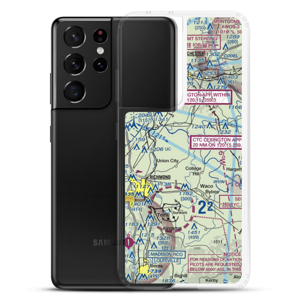Jordan Hill Farm Airport (1KY7) VFR Sectional Samsung Case Samsung Galaxy S21 Ultra model shown