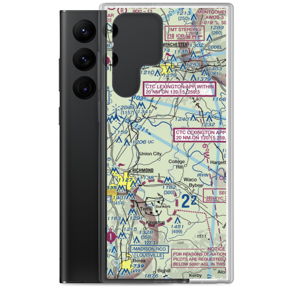 Jordan Hill Farm Airport (1KY7) VFR Sectional Samsung Case Samsung Galaxy S22 Ultra model shown