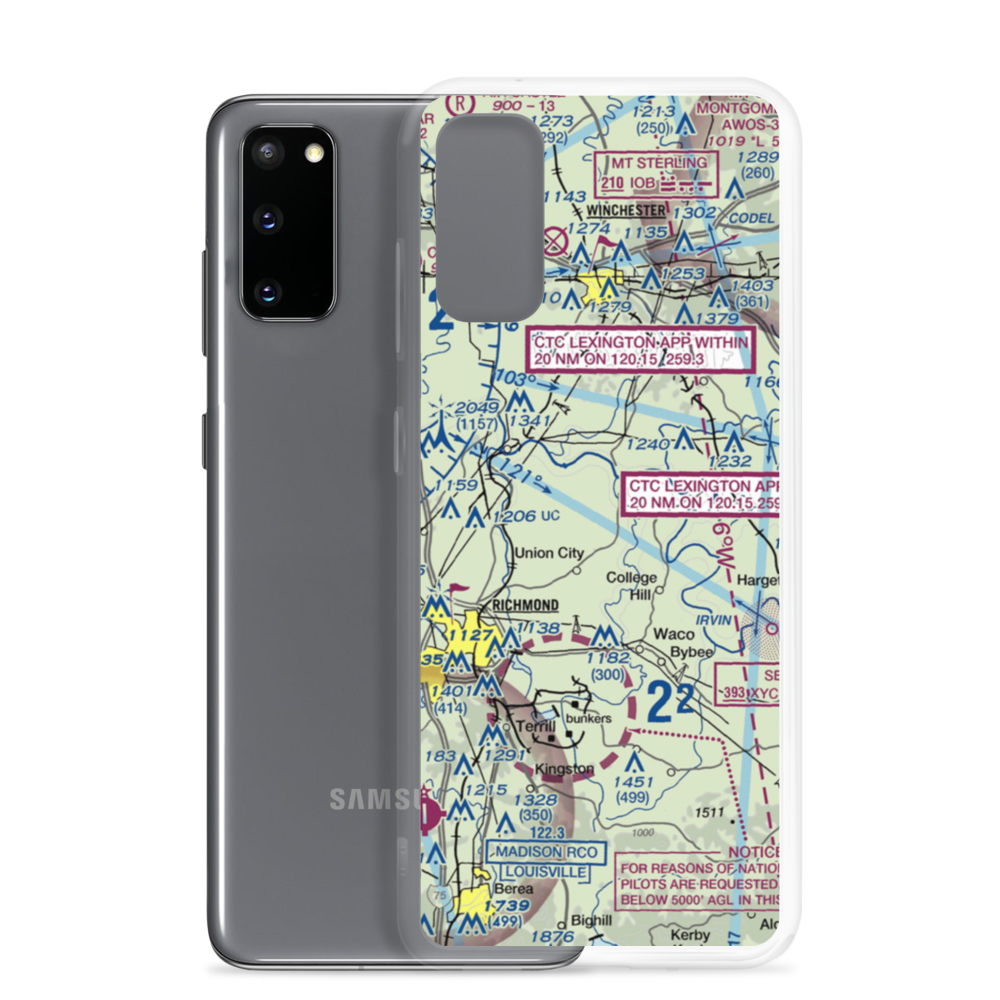 Jordan Hill Farm Airport (1KY7) VFR Sectional Samsung Case Samsung Galaxy S20 model shown