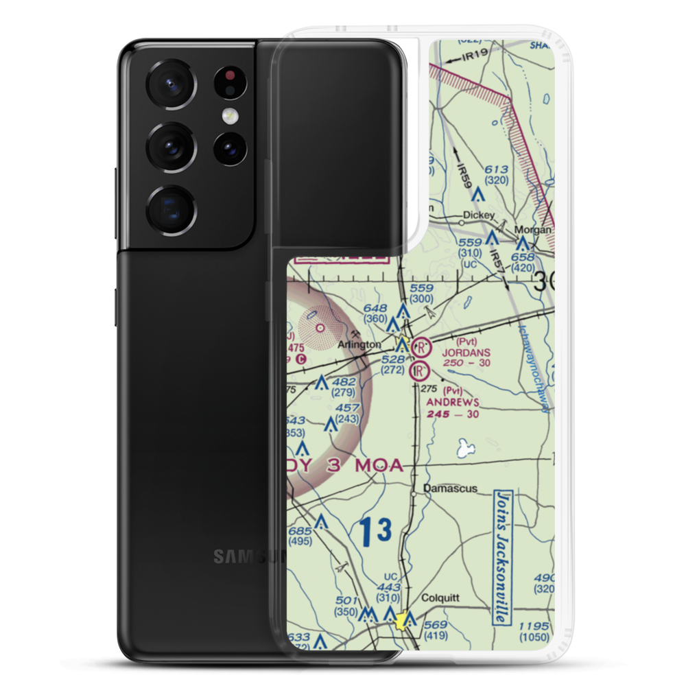 Jordans Airport (GA22) VFR Sectional Samsung Case Samsung Galaxy S21 Ultra model shown