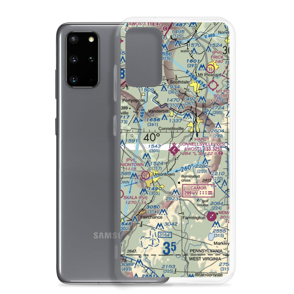 Joseph A. Hardy Connellsville Airport (VVS) VFR Sectional Samsung Case Samsung Galaxy S20 Plus model shown