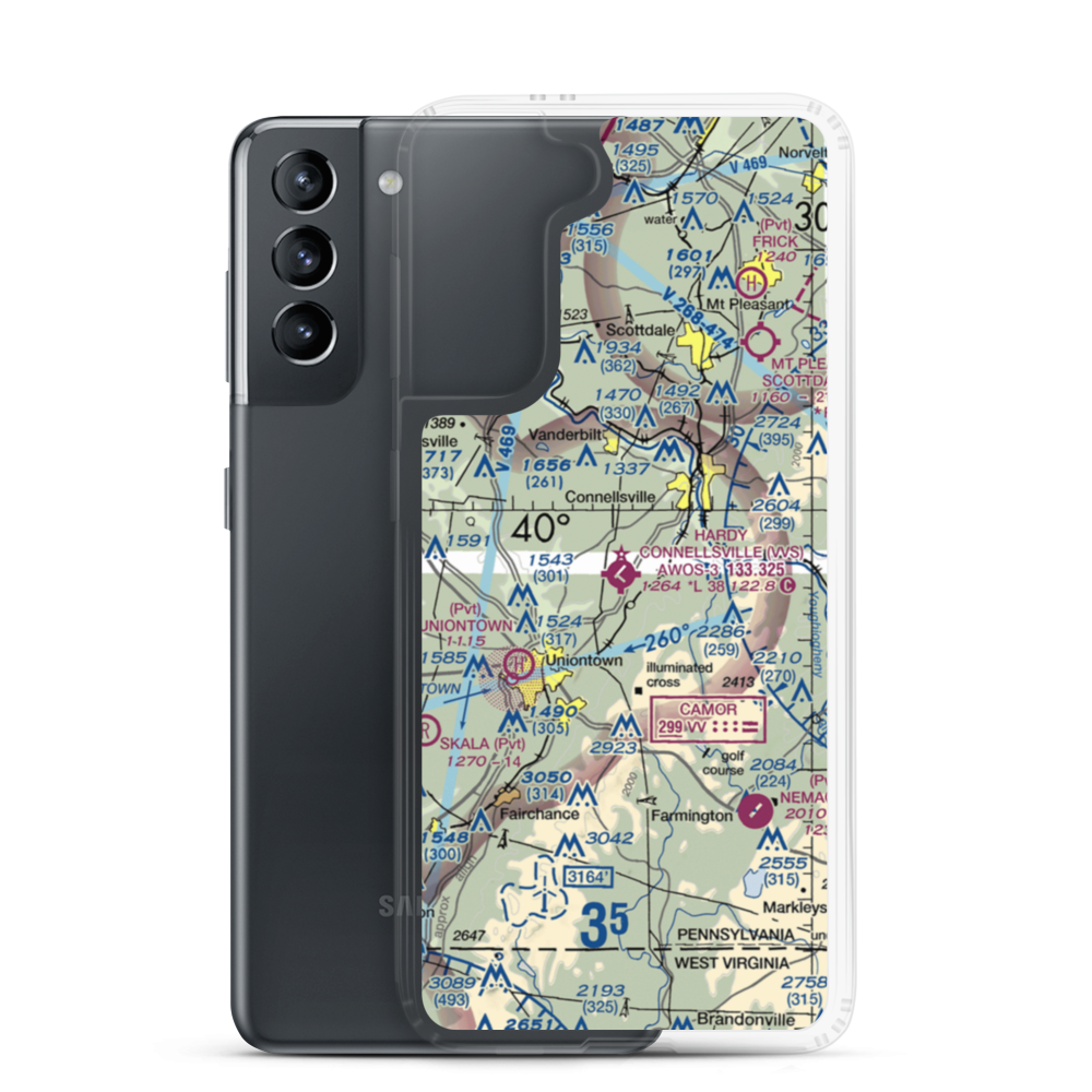 Joseph A. Hardy Connellsville Airport (VVS) VFR Sectional Samsung Case Samsung Galaxy S21 model shown