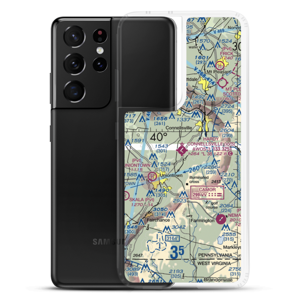Joseph A. Hardy Connellsville Airport (VVS) VFR Sectional Samsung Case Samsung Galaxy S21 Ultra model shown