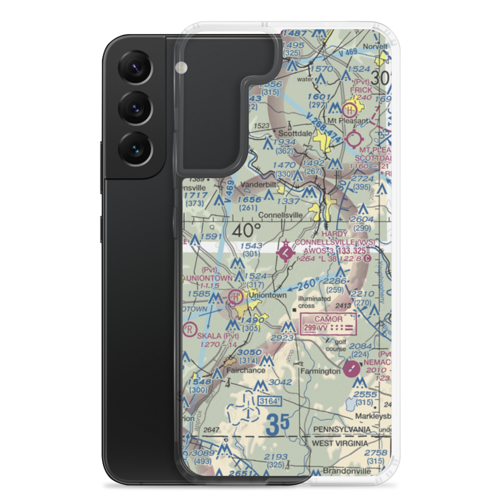 Joseph A. Hardy Connellsville Airport (VVS) VFR Sectional Samsung Case Samsung Galaxy S22 Plus model shown