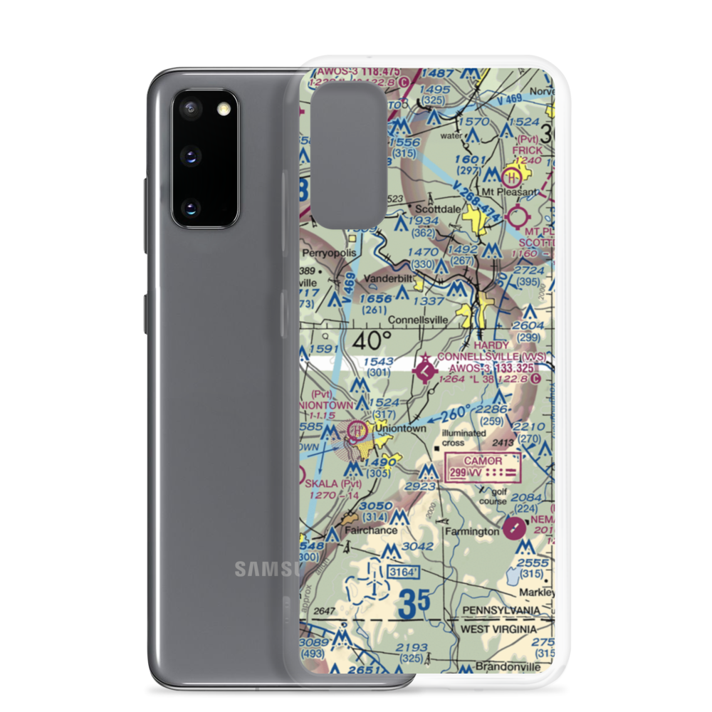 Joseph A. Hardy Connellsville Airport (VVS) VFR Sectional Samsung Case Samsung Galaxy S20 model shown
