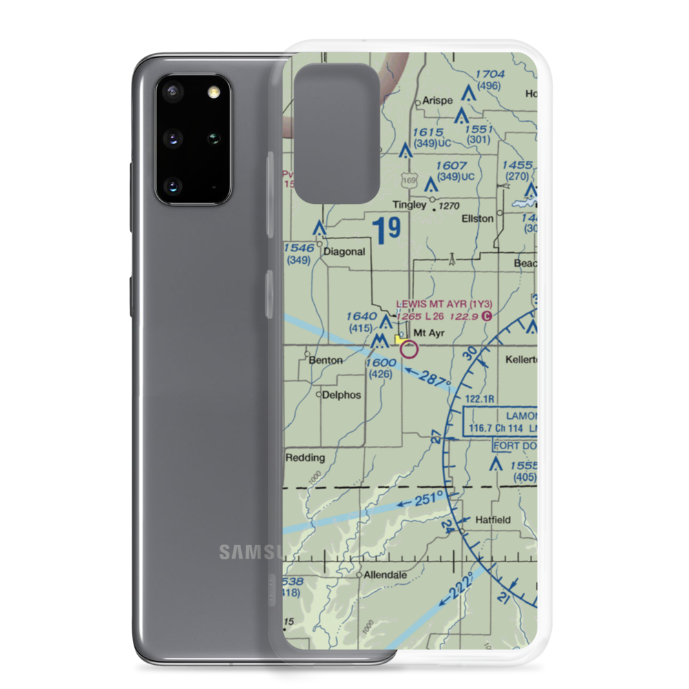 Judge Lewis Field Mt Ayr Municipal Airport (1Y3) VFR Sectional Samsung Case Samsung Galaxy S20 Plus model shown