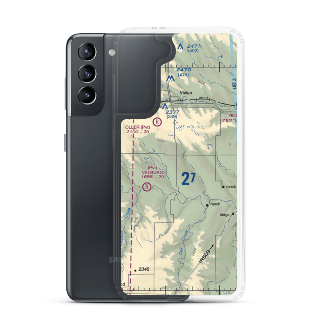 Juhnke Airport (0SD8) VFR Sectional Samsung Case Samsung Galaxy S21 model shown