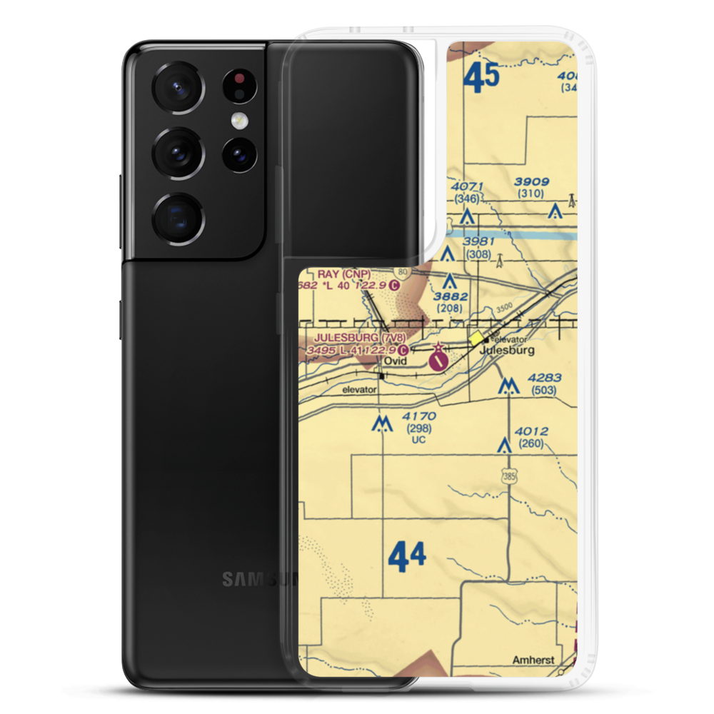 Julesburg Municipal Airport (7V8) VFR Sectional Samsung Case Samsung Galaxy S21 Ultra model shown