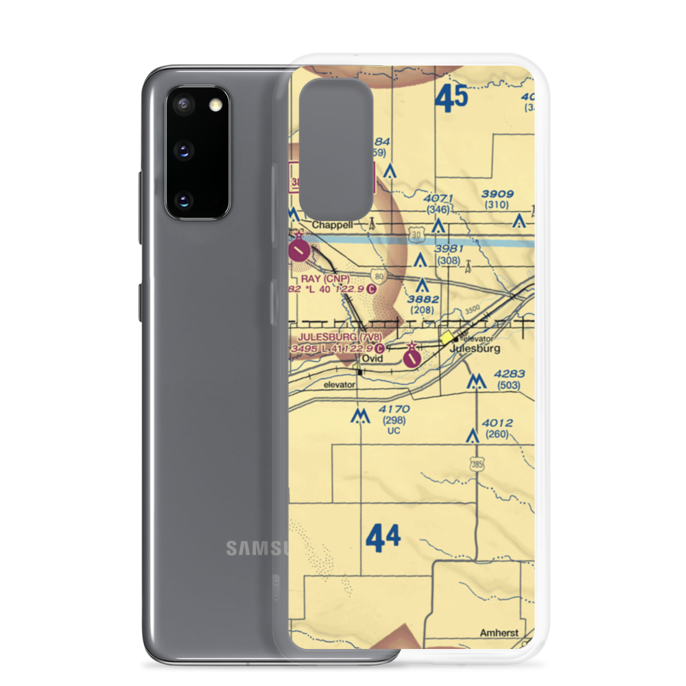 Julesburg Municipal Airport (7V8) VFR Sectional Samsung Case Samsung Galaxy S20 model shown