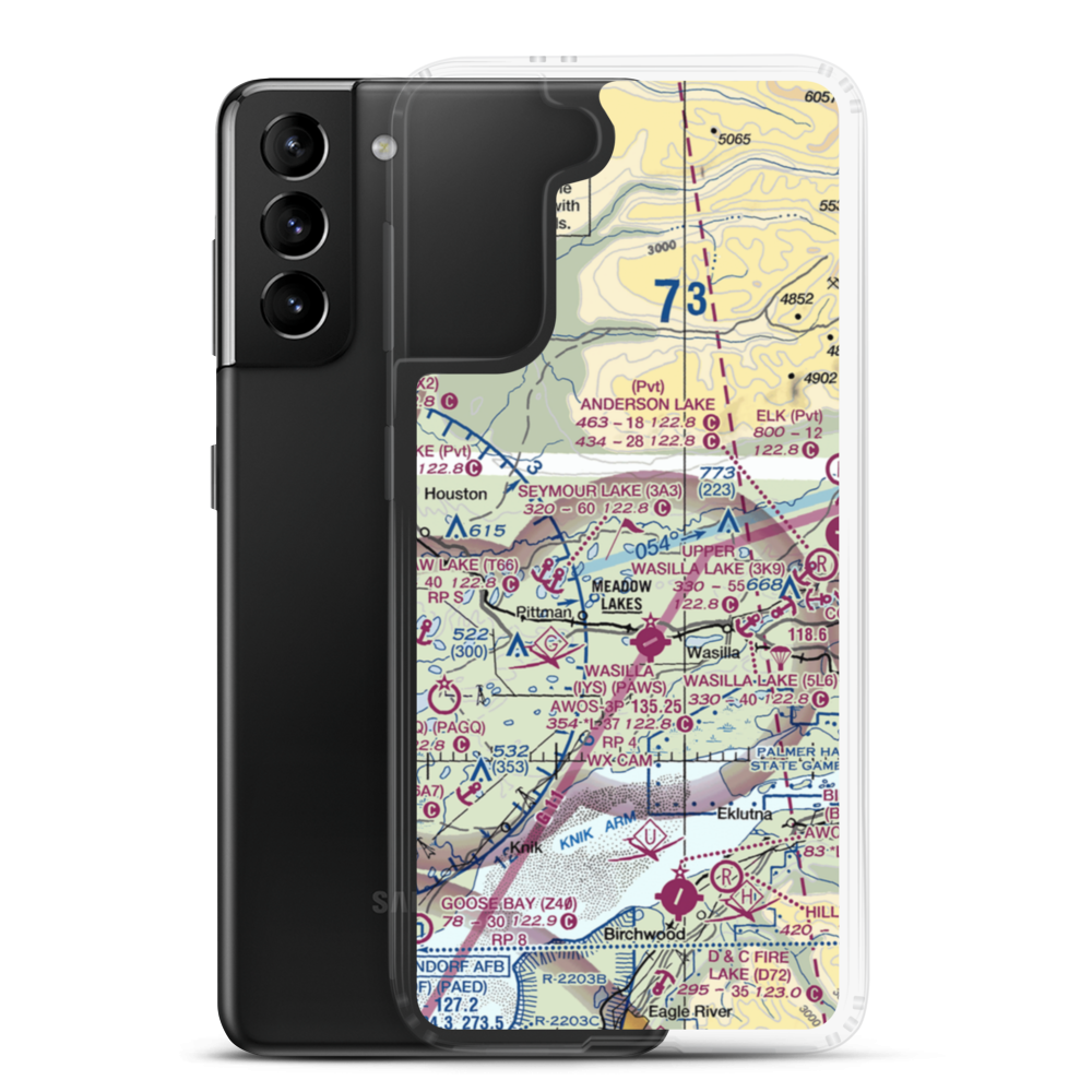 June Lake Airpark (06AK) VFR Sectional Samsung Case Samsung Galaxy S21 Plus model shown