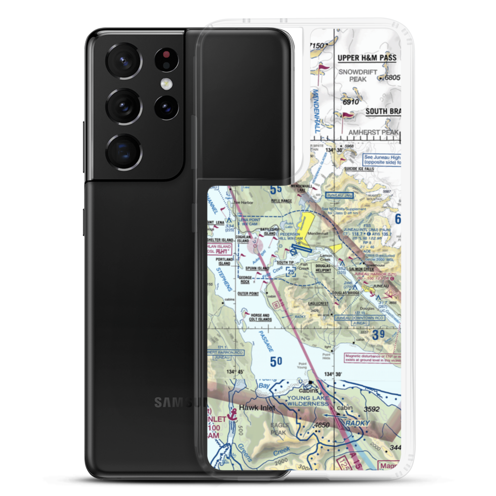 Juneau International Airport (JNU) VFR Sectional Samsung Case Samsung Galaxy S21 Ultra model shown