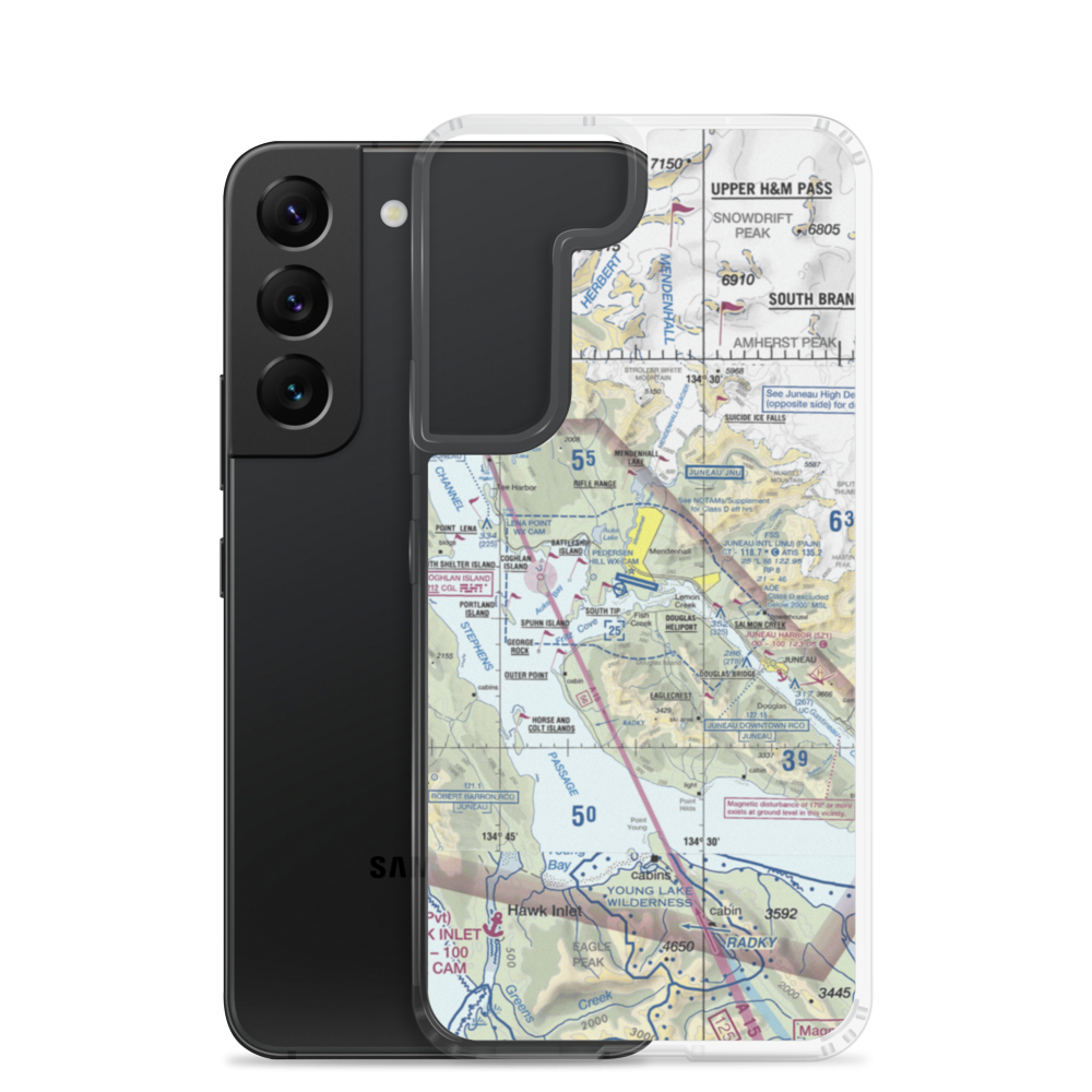 Juneau International Airport (JNU) VFR Sectional Samsung Case Samsung Galaxy S22 model shown