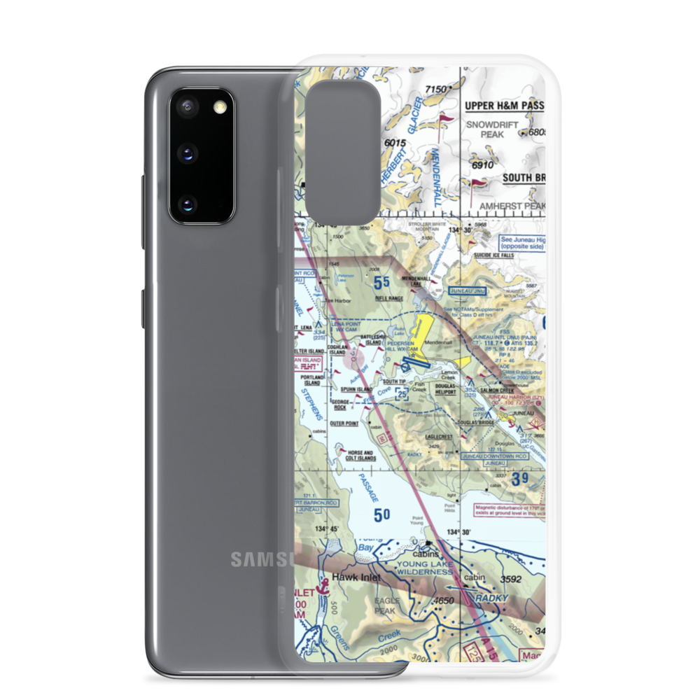 Juneau International Airport (JNU) VFR Sectional Samsung Case Samsung Galaxy S20 model shown
