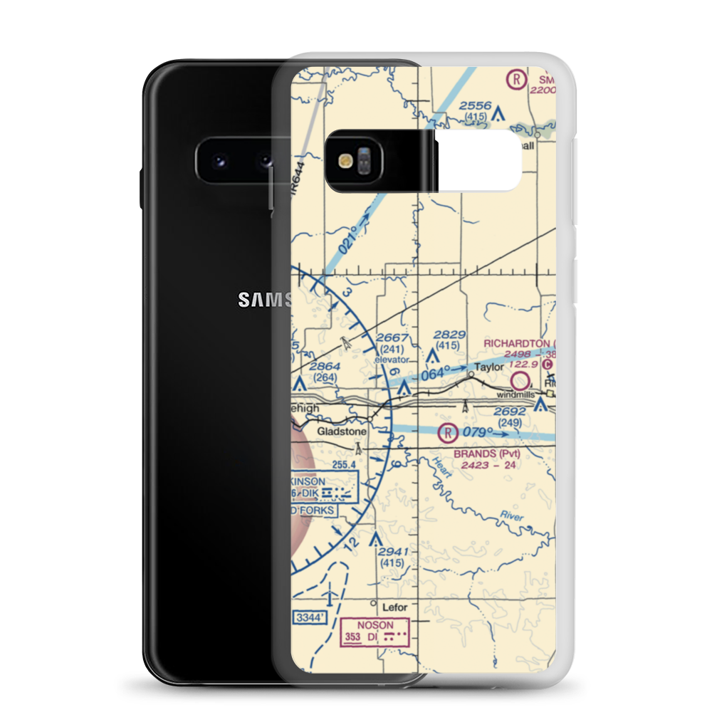 Jurgens Airstrip (75ND) VFR Sectional Samsung Case Samsung Galaxy S10 model shown