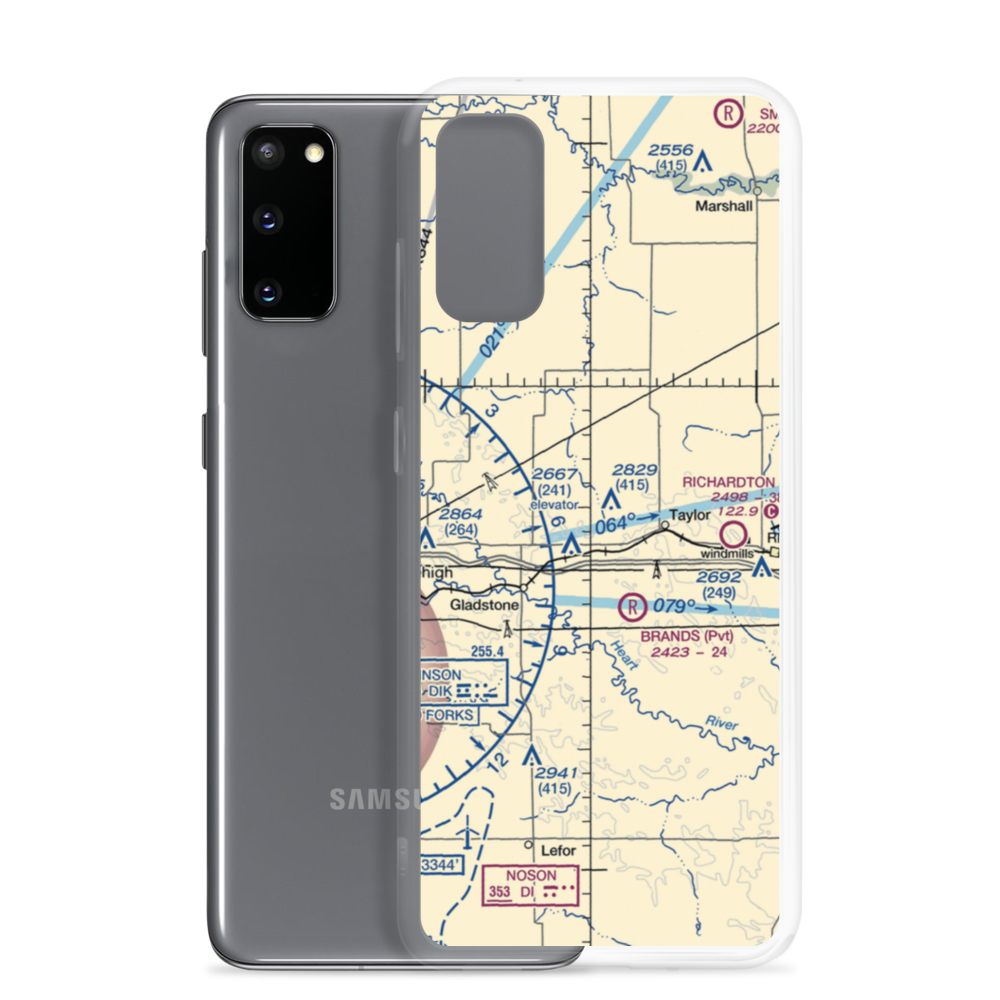 Jurgens Airstrip (75ND) VFR Sectional Samsung Case Samsung Galaxy S20 model shown