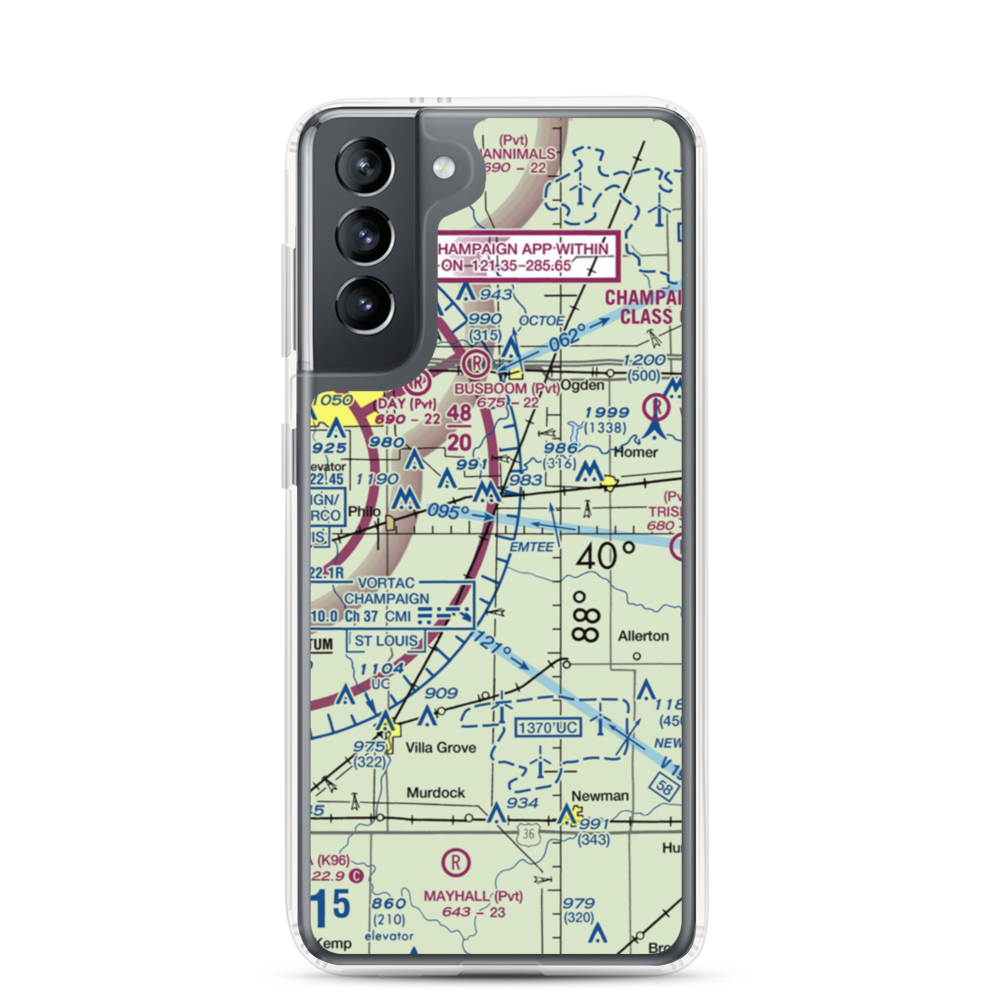 Justus Airport (2LL5) VFR Sectional Samsung Case Samsung Galaxy S21 model shown