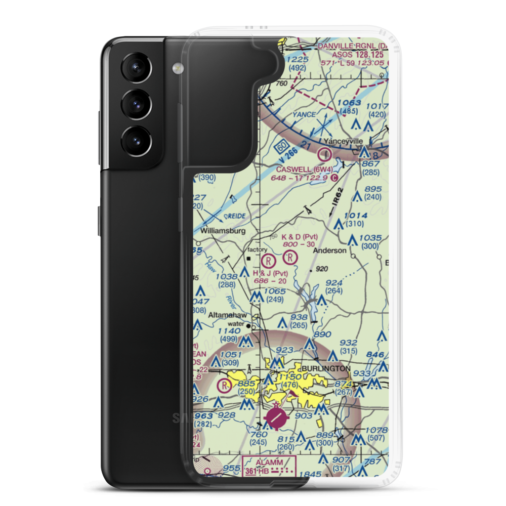 K & D Airport (71NC) VFR Sectional Samsung Case Samsung Galaxy S21 Plus model shown