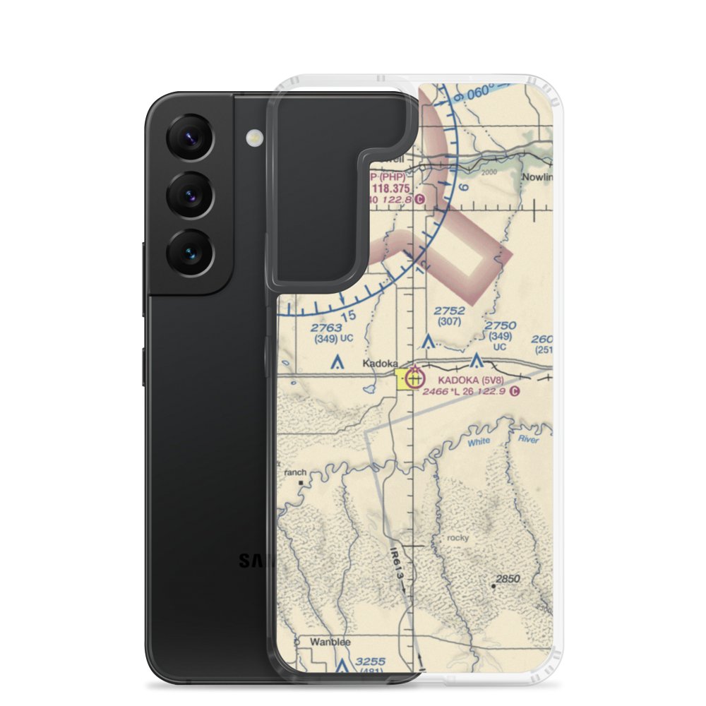 Kadoka Municipal Airport (5V8) VFR Sectional Samsung Case Samsung Galaxy S22 model shown