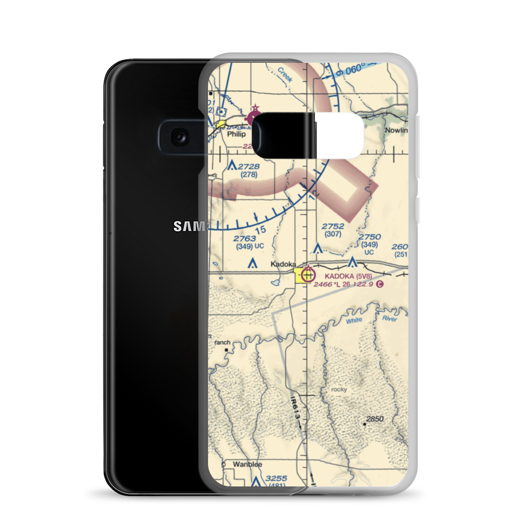 Kadoka Municipal Airport (5V8) VFR Sectional Samsung Case Samsung Galaxy S10e model shown