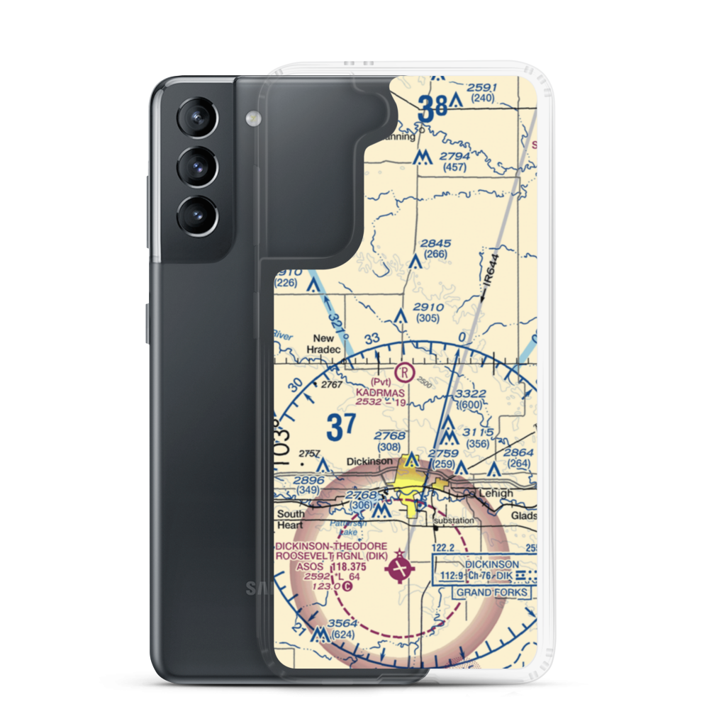 Kadrmas Airport (ND10) VFR Sectional Samsung Case Samsung Galaxy S21 model shown