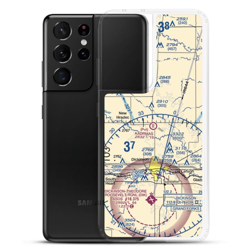 Kadrmas Airport (ND10) VFR Sectional Samsung Case Samsung Galaxy S21 Ultra model shown