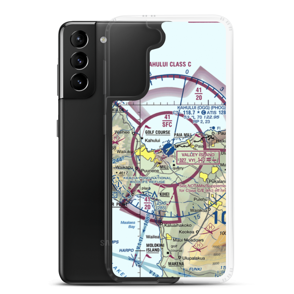 Kahului Airport (OGG) VFR Sectional Samsung Case Samsung Galaxy S21 Plus model shown