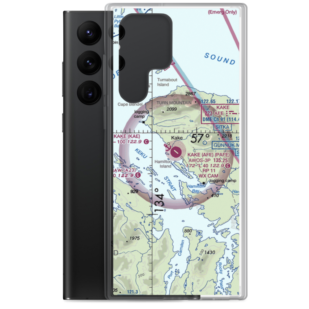 Kake Airport (AFE) VFR Sectional Samsung Case Samsung Galaxy S22 Ultra model shown