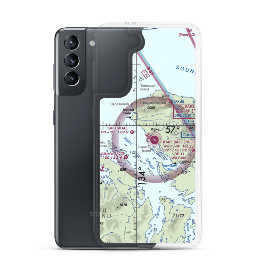 Kake Seaplane Base (KAE) VFR Sectional Samsung Case Samsung Galaxy S21 model shown