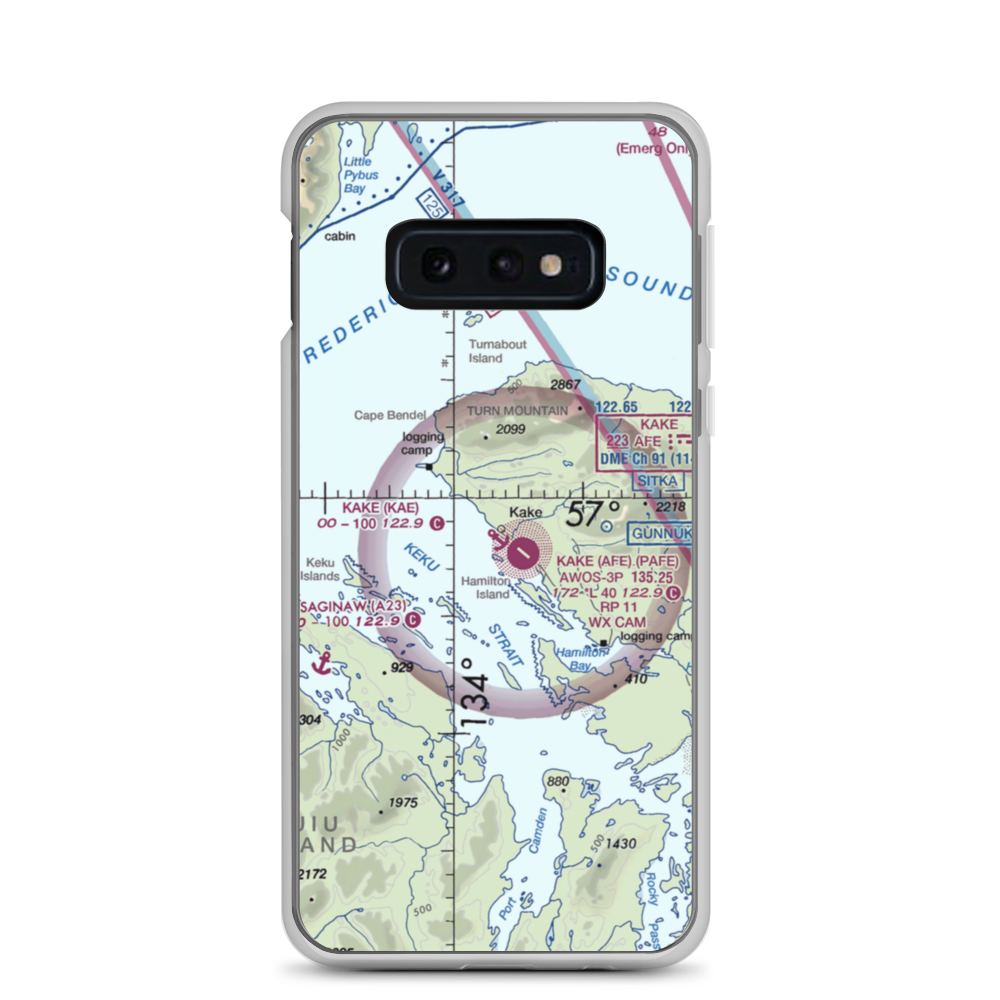 Kake Seaplane Base (KAE) VFR Sectional Samsung Case Samsung Galaxy S10e model shown