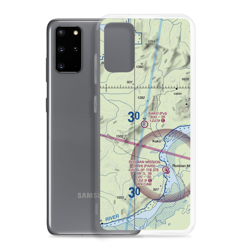 Kako Airport (9AK2) VFR Sectional Samsung Case Samsung Galaxy S20 Plus model shown