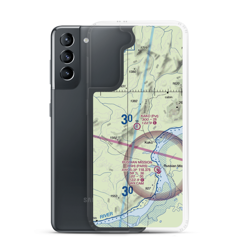 Kako Airport (9AK2) VFR Sectional Samsung Case Samsung Galaxy S21 model shown