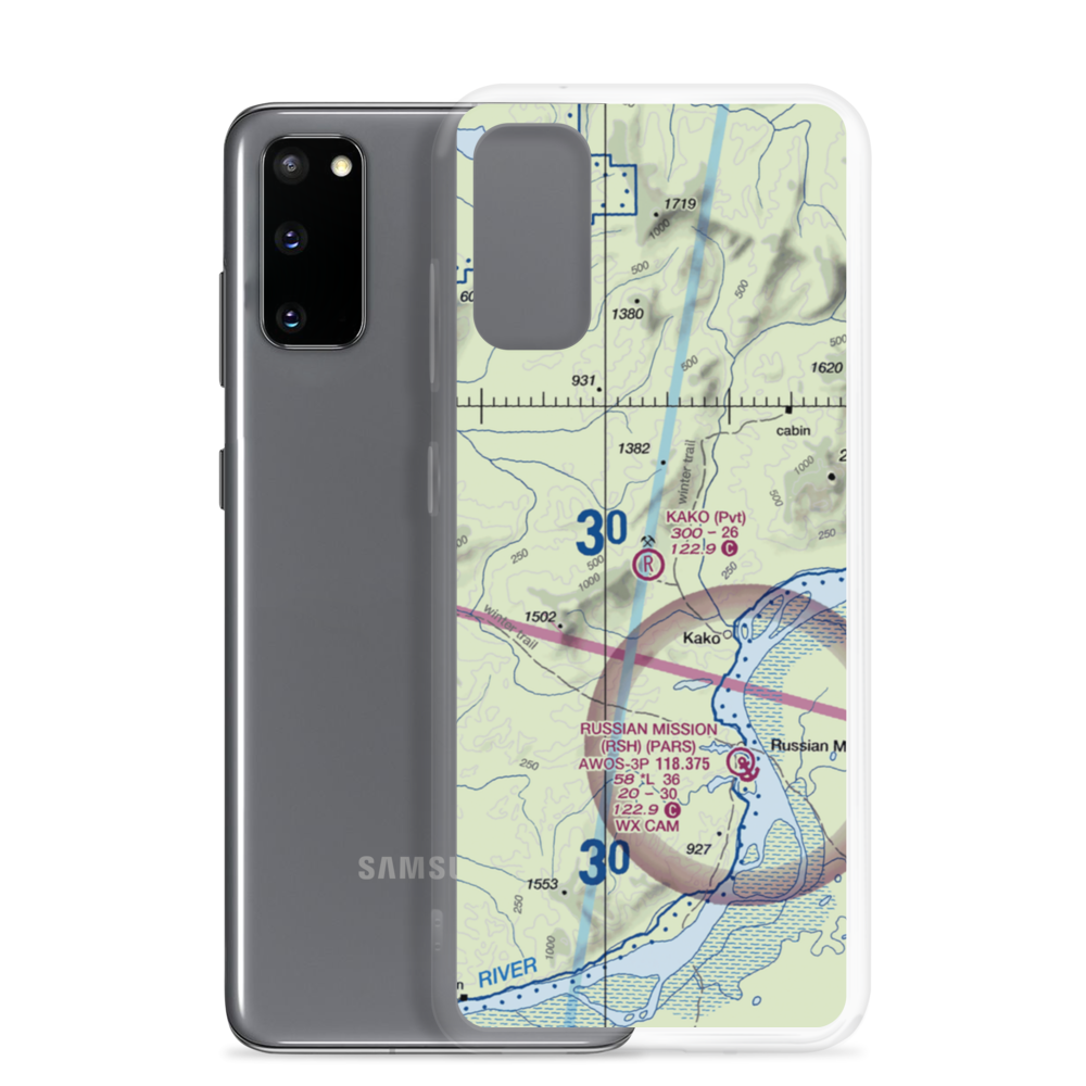 Kako Airport (9AK2) VFR Sectional Samsung Case Samsung Galaxy S20 model shown
