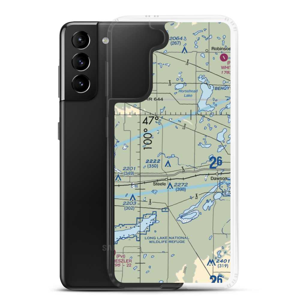 Kalainov Private Airport (ND32) VFR Sectional Samsung Case Samsung Galaxy S21 Plus model shown