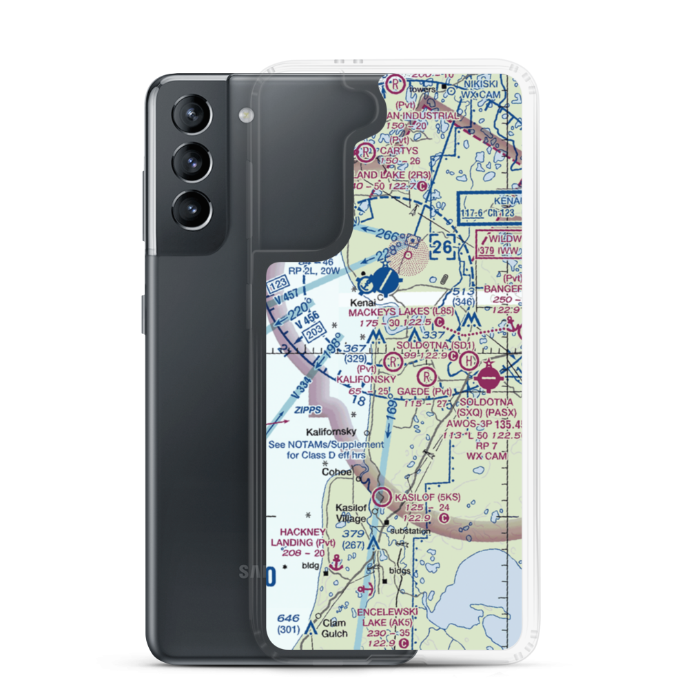 Kalifonsky Meadows Airport (0AA7) VFR Sectional Samsung Case Samsung Galaxy S21 model shown