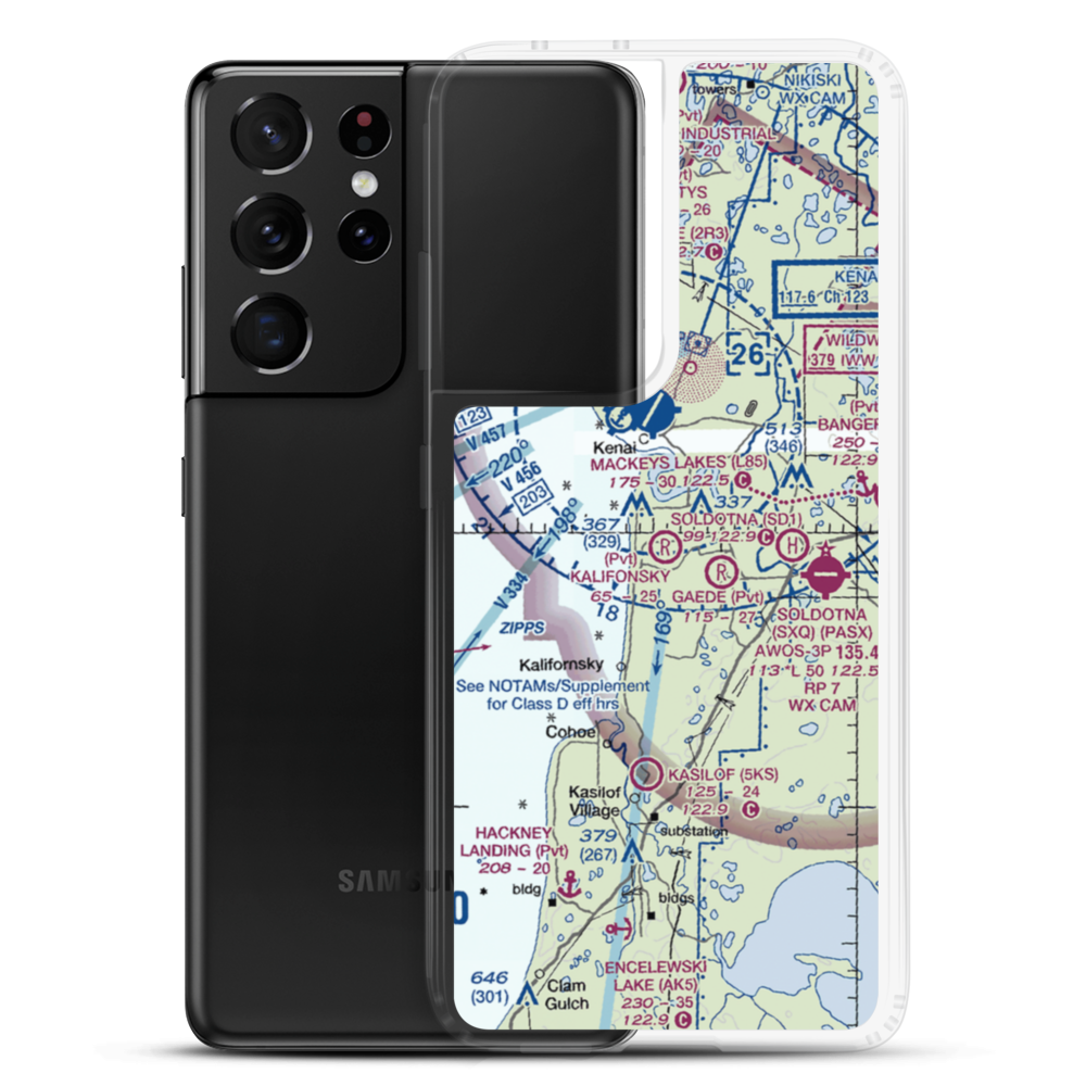 Kalifonsky Meadows Airport (0AA7) VFR Sectional Samsung Case Samsung Galaxy S21 Ultra model shown