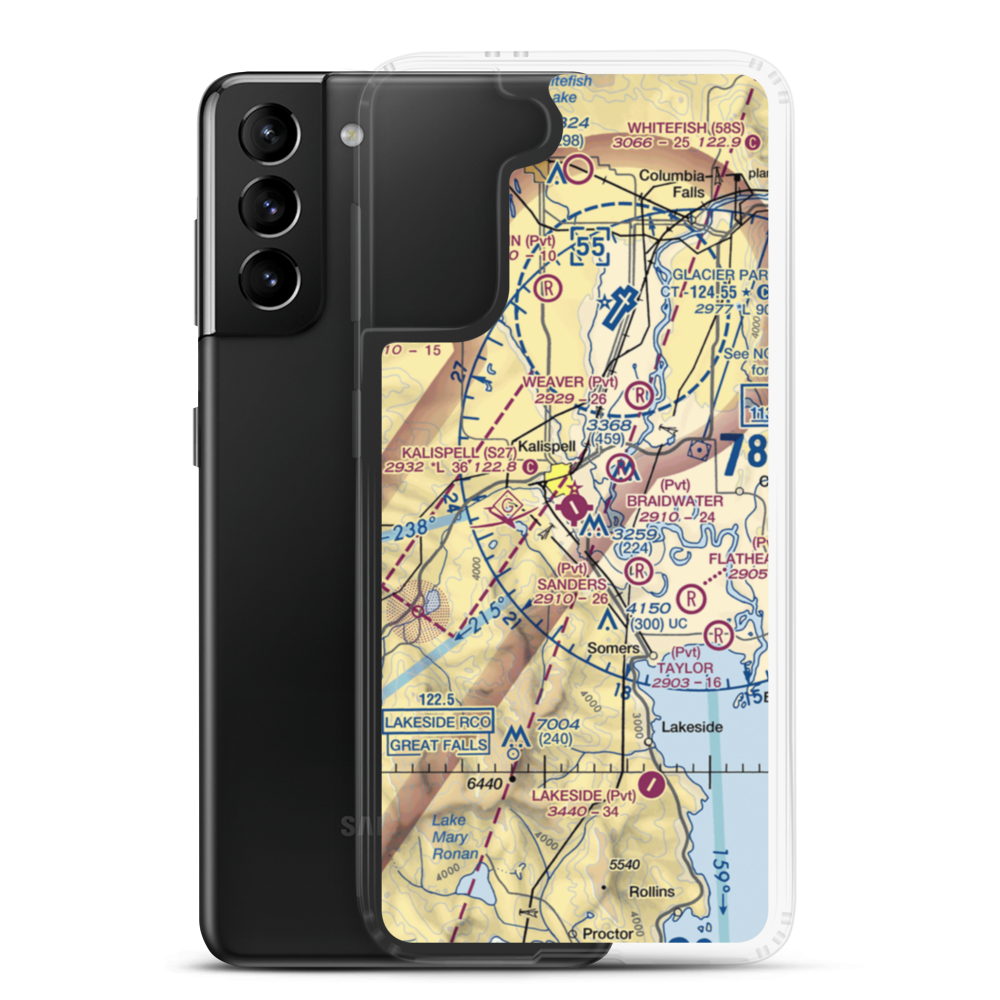 Kalispell City Airport (S27) VFR Sectional Samsung Case Samsung Galaxy S21 Plus model shown