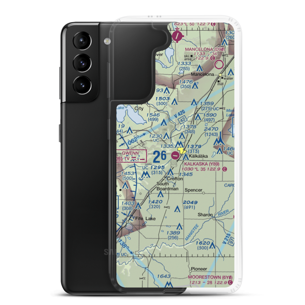 Kalkaska City Airport (Y89) VFR Sectional Samsung Case Samsung Galaxy S21 Plus model shown