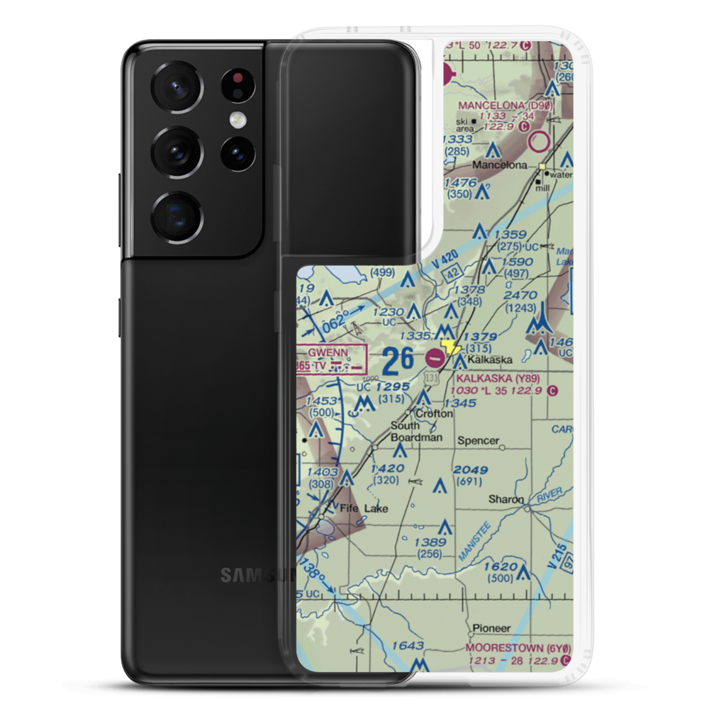 Kalkaska City Airport (Y89) VFR Sectional Samsung Case Samsung Galaxy S21 Ultra model shown