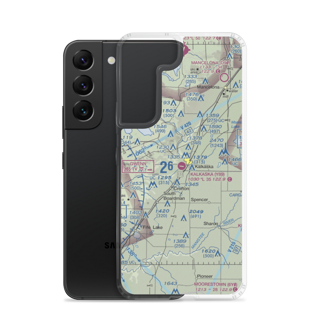 Kalkaska City Airport (Y89) VFR Sectional Samsung Case Samsung Galaxy S22 model shown