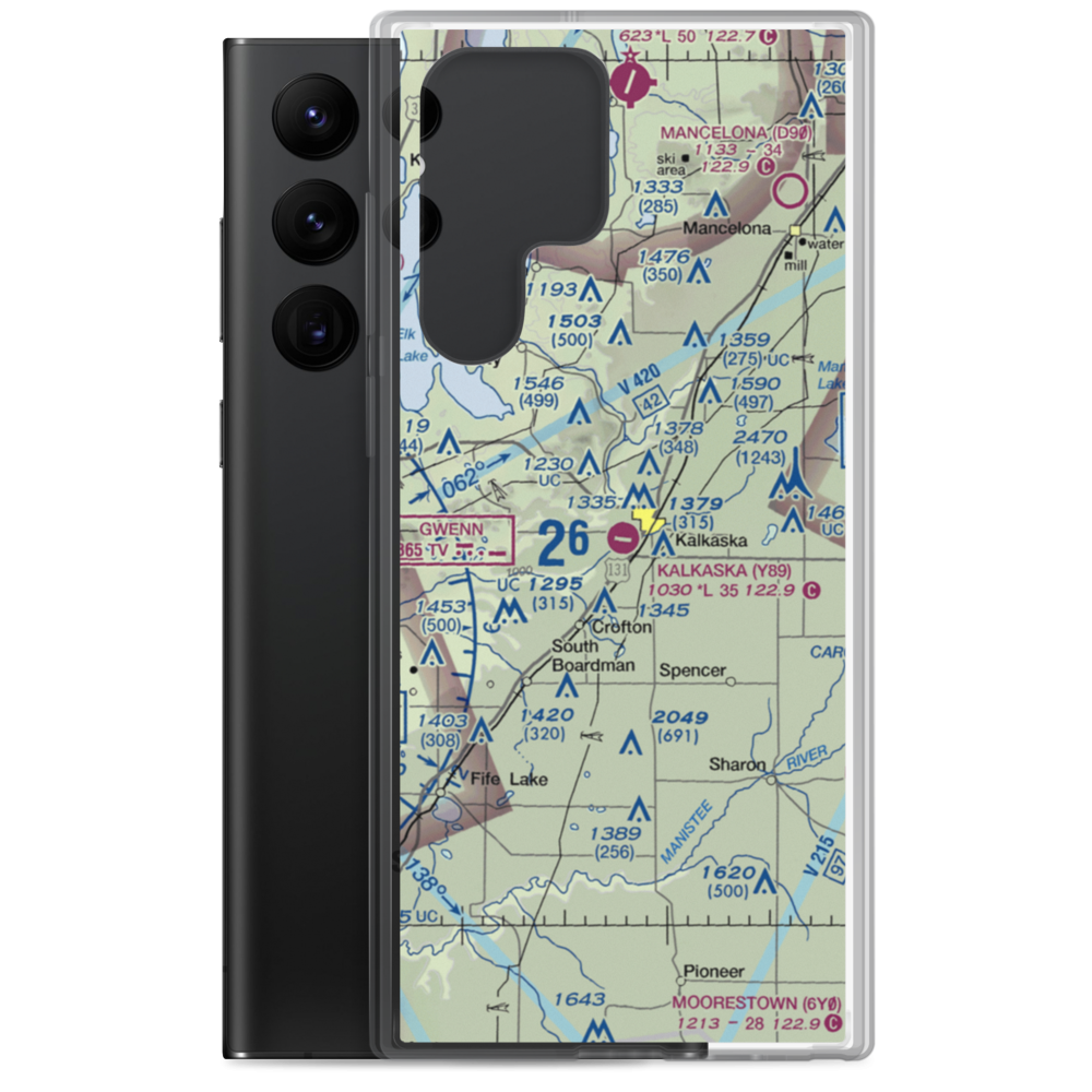 Kalkaska City Airport (Y89) VFR Sectional Samsung Case Samsung Galaxy S22 Ultra model shown