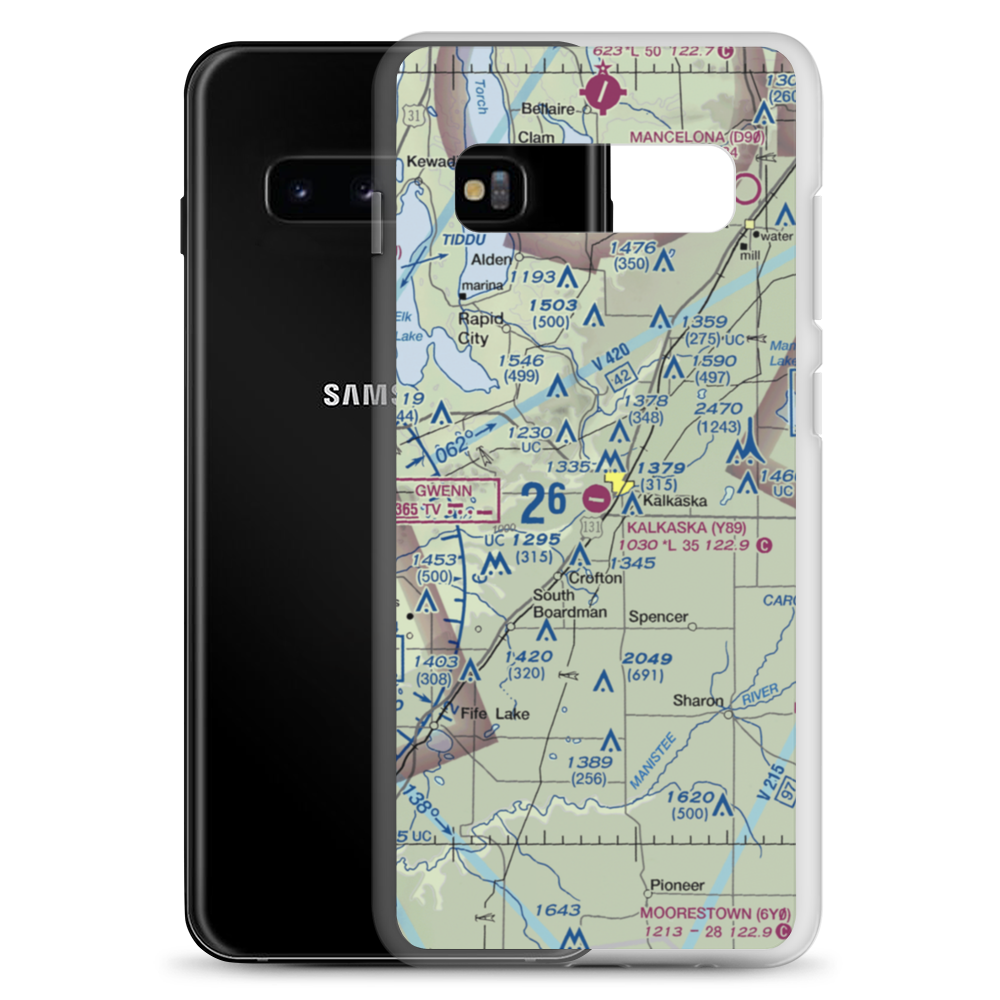 Kalkaska City Airport (Y89) VFR Sectional Samsung Case Samsung Galaxy S10+ model shown