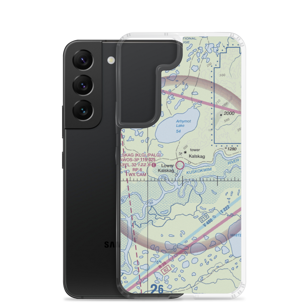 Kalskag Airport (KLG) VFR Sectional Samsung Case Samsung Galaxy S22 model shown