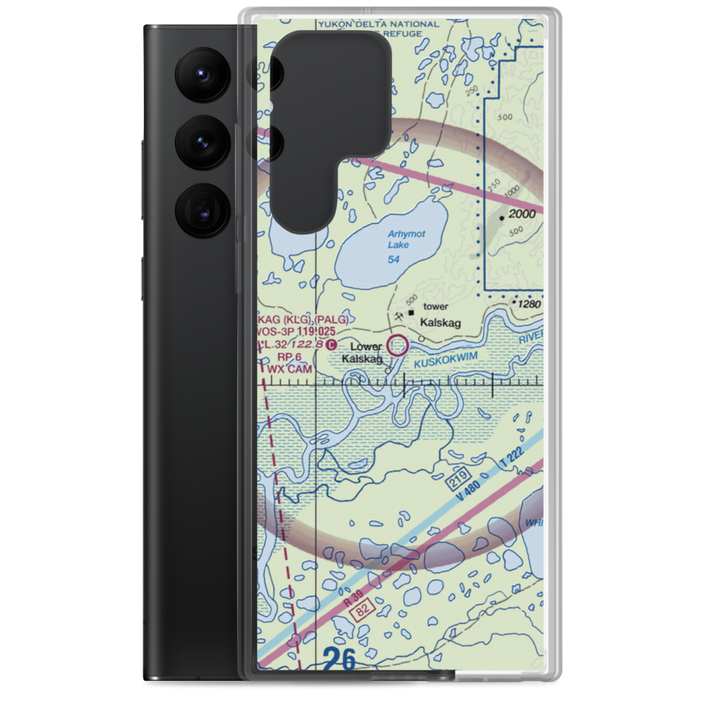 Kalskag Airport (KLG) VFR Sectional Samsung Case Samsung Galaxy S22 Ultra model shown