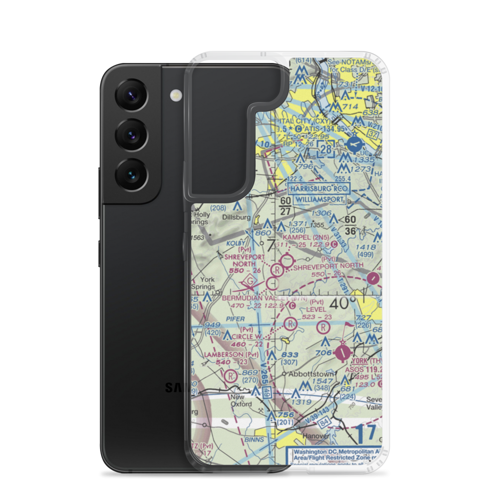 Kampel Airport (2N5) VFR Sectional Samsung Case Samsung Galaxy S22 model shown